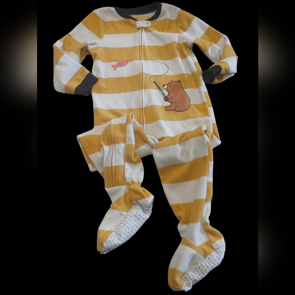 *0177 blanket sleeper fleece pajama bear boys 4T - Picture 1 of 2